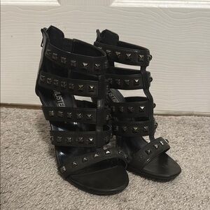 Studded Black Women's Heels